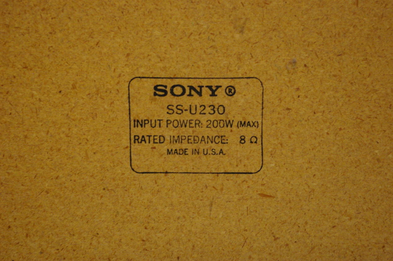 Label for Sony speakers