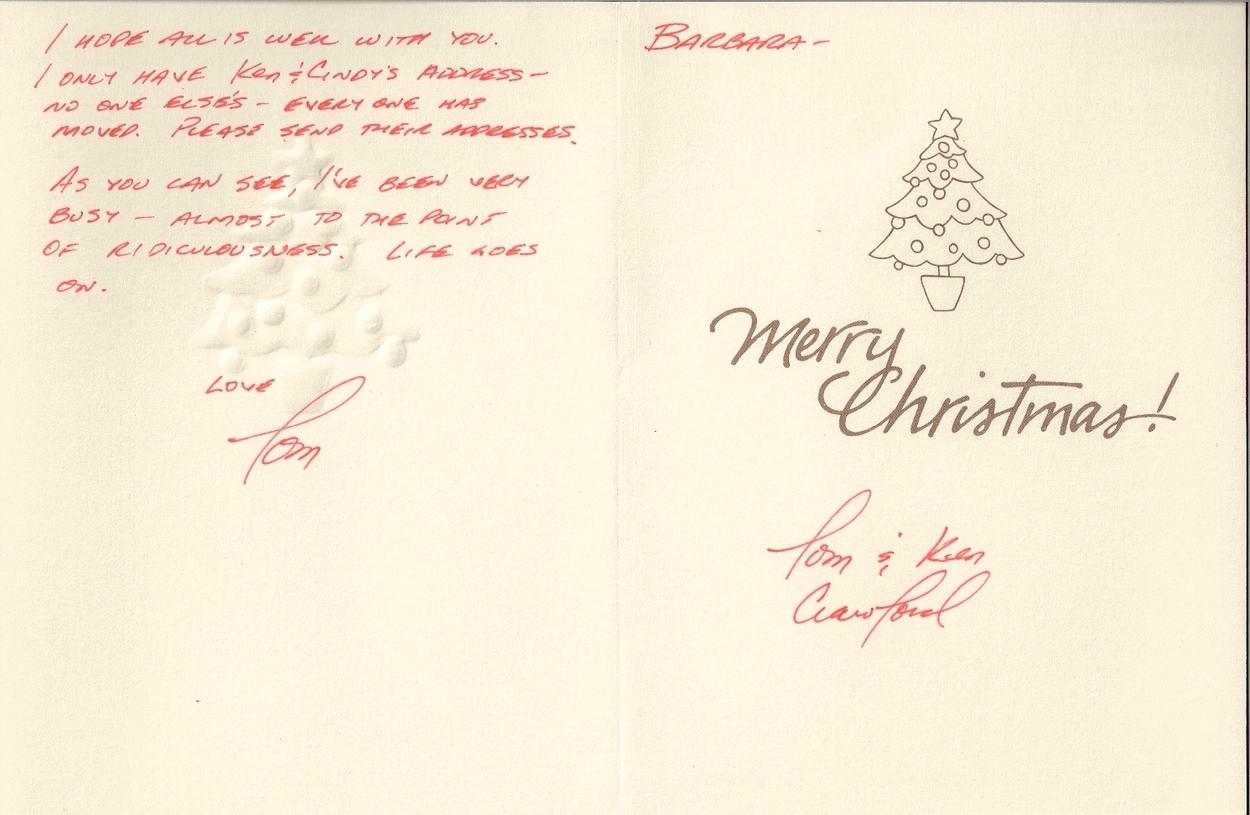 Dad's 1987 or 1988 Christmas Card to Grandma Barbara - Inside
