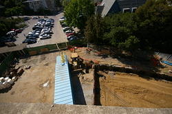 Construction looking south at the south parking lot