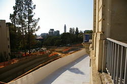 Raised walkway as viewed from Hall of Fame room looking towards the west (so towards the alumni seating)