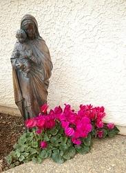 Mary Statue Flowers
