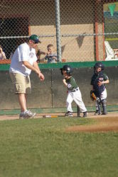 1st inning at bat - the determined runner out of the batter's box