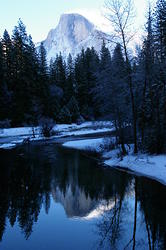 Half Dome reflected in Merced river