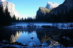 The valley reflected off of the Merced river