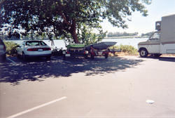 We drove the boats to Rio Vista the night before - Notice the river behind the boats