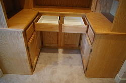 Open center drawers - slightly wider than side drawers